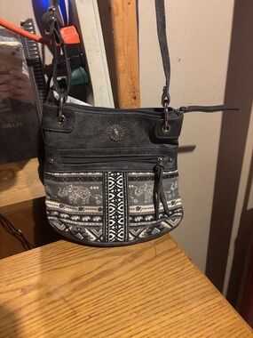 Source Unknown Gray Woven Pattern Crossbody Bag